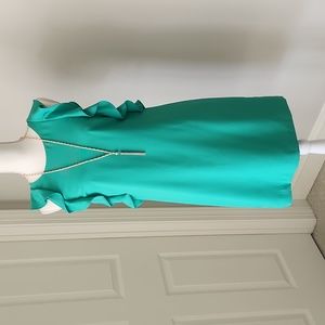 Banana Republic Ruffle Sleeveless Summer Dress, Green, Size 2